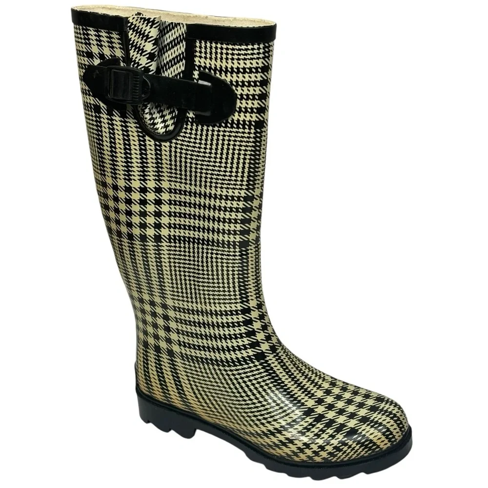 Corkys Houndstooth Rain Boots Size 6 Right Boot /Yellow Discoloration Work Boots